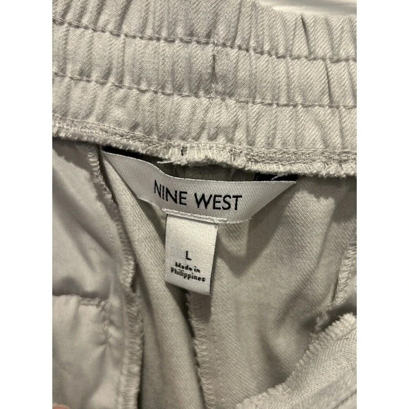 Nine West Gray Elastic Cuff Relaxed Jogger Pant Tie Waist Pockets Women’s Large - Picture 5 of 8